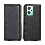 For OPPO K10x 5G Grid Texture Magnetic Flip Leather Phone Case(Black)