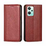 For OPPO K10x 5G Grid Texture Magnetic Flip Leather Phone Case(Red)