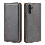For Samsung Galaxy A04s Grid Texture Magnetic Flip Leather Phone Case(Grey)