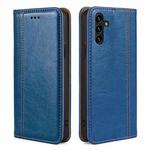 For Samsung Galaxy A04s Grid Texture Magnetic Flip Leather Phone Case(Blue)