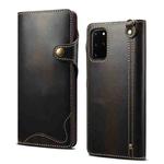 For Samsung Galaxy Note20 Denior Oil Wax Cowhide Magnetic Button Genuine Leather Case(Black)