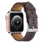 Fluted Leather Strap For Apple Watch Ultra 49mm / Series 8&7 45mm / SE 2&6&SE&5&4 44mm / 3&2&1 42mm(Coffee)