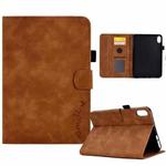 For iPad 10th Gen 10.9 2022 Embossed Smile Flip Tablet Leather Smart Case(Brown)