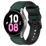 For Samsung Galaxy Watch5 44mm / 40mm Silicone Leather Black Buckle Watch Band, Size:S(Olive Green)