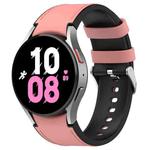 For Samsung Galaxy Watch5 44mm / 40mm Silicone Leather Silver Buckle Watch Band, Size:L(Pink)