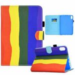 For iPad 10th Gen 10.9 2022 Colored Drawing Stitching Smart Leather Tablet Case(Rainbow)