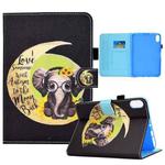 For iPad 10th Gen 10.9 2022 Colored Drawing Stitching Smart Leather Tablet Case(Moon Baby Elephant)