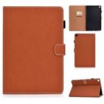 For Galaxy Tab S6 Lite Sewing Thread Horizontal Solid Color Flat Leather Case with Sleep Function & Pen Cover & Anti Skid Strip & Card Slot & Holder(Light Star Brown)