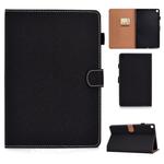 For Galaxy Tab S6 Lite Sewing Thread Horizontal Solid Color Flat Leather Case with Sleep Function & Pen Cover & Anti Skid Strip & Card Slot & Holder(Light Star Black)