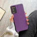 For Samsung Galaxy S20 FE Half Display Adsorption Leather Phone Case(Violet)