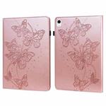 For iPad 10th Gen 10.9 2022 Embossed Butterfly Leather Tablet Case(Pink)