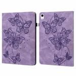 For iPad 10th Gen 10.9 2022 Embossed Butterfly Leather Tablet Case(Purple)