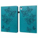 For iPad 10th Gen 10.9 2022 Embossed Butterfly Leather Tablet Case(Blue)