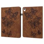 For iPad 10th Gen 10.9 2022 Embossed Butterfly Leather Tablet Case(Brown)