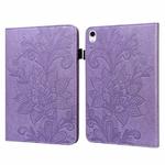 For iPad 10th Gen 10.9 2022 Lace Flower Embossing Pattern Leather Tablet Case(Purple)