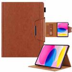 For iPad 10th Gen 10.9 2022 Solid Color Metal Buckle Leather Smart Tablet Case(Brown)