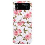 For Samsung Galaxy Z Flip4 5G Flowers Pattern Folded Shockproof Phone Case(White Peonies)