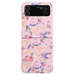 For Samsung Galaxy Z Flip4 5G Flowers Pattern Folded Shockproof Phone Case(Pink Peonies)