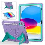 For iPad 10th Gen 10.9 2022 Silicone + PC Shockproof Protective Tablet Case (Purple + Mint Green)