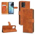 For Motorola Moto G62 4G Skin Feel Magnetic Flip Leather Phone Case(Brown)