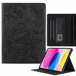 For iPad 10th Gen 10.9 2022 Butterfly Love Flower Embossed Leather Smart Tablet Case(Black)