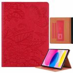 For iPad 10th Gen 10.9 2022 Butterfly Love Flower Embossed Leather Smart Tablet Case(Red)