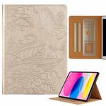 For iPad 10th Gen 10.9 2022 Butterfly Love Flower Embossed Leather Smart Tablet Case(Gold)