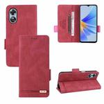 For OPPO A17 Magnetic Clasp Leather Phone Case(Red)