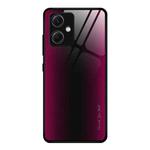 For Xiaomi Redmi Note 12 China Texture Gradient Glass TPU Phone Case(Rose Red)