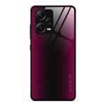 For Xiaomi Redmi Note 12 Pro+ China Texture Gradient Glass TPU Phone Case(Rose Red)