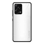 For Xiaomi Redmi Note 12 Pro+ China Texture Gradient Glass TPU Phone Case(White)