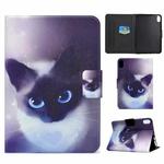 For iPad 10th Gen 10.9 2022 Electric Pressed Colored Drawing Smart Leather Tablet Case(Blue Eyed Cat)