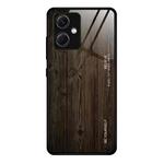 For Xiaomi Redmi Note 12 China Wood Grain Glass TPU Phone Case(Black)