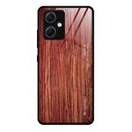 For Xiaomi Redmi Note 12 China Wood Grain Glass TPU Phone Case(Coffee)