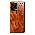 For Xiaomi Redmi Note 12 Pro 5G China Wood Grain Glass TPU Phone Case(Light Brown)