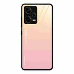 For Xiaomi Redmi Note 12 Pro 5G China Gradient Color Glass Phone Case(Yellow Pink)