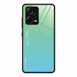 For Xiaomi Redmi Note 12 Pro+ China Gradient Color Glass Phone Case(Green Cyan)