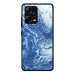 For Xiaomi Redmi Note 12 Pro+ China Marble Pattern Glass Phone Case(Blue Ocean)