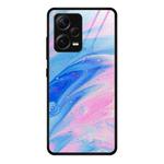 For Xiaomi Redmi Note 12 Pro+ China Marble Pattern Glass Phone Case(Pink)
