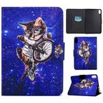 For iPad 10th Gen 10.9 2022 Electric Pressed Colored Drawing Smart Leather Tablet Case(Glasses Cat)