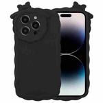 For iPhone 13 Pro Bowknot Liquid Silicone Phone Case(Black)