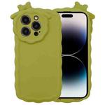 For iPhone 13 Pro Bowknot Liquid Silicone Phone Case(Green)