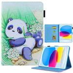 For iPad 10th Gen 10.9 2022 Colored Drawing Leather Smart Tablet Case(Cute Panda)