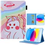 For iPad 10th Gen 10.9 2022 Colored Drawing Leather Smart Tablet Case(Crown Unicorns)