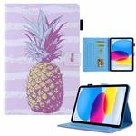 For iPad 10th Gen 10.9 2022 Colored Drawing Leather Smart Tablet Case(Gold Pineapple)