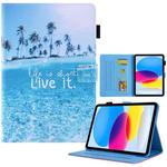 For iPad 10th Gen 10.9 2022 Colored Drawing Leather Smart Tablet Case(Beach)