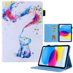 For iPad 10th Gen 10.9 2022 Colored Drawing Leather Smart Tablet Case(Colorful Elephant)