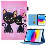 For iPad 10th Gen 10.9 2022 Colored Drawing Leather Smart Tablet Case(Black Cats)