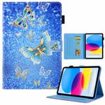 For iPad 10th Gen 10.9 2022 Colored Drawing Leather Smart Tablet Case(Gold Butterfly)