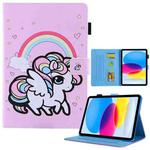 For iPad 10th Gen 10.9 2022 Colored Drawing Leather Smart Tablet Case(Rainbow Unicorn)